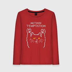 Лонгслив хлопковый женский Within Temptation rock cat, цвет: красный