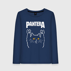 Лонгслив хлопковый женский Pantera rock cat, цвет: тёмно-синий