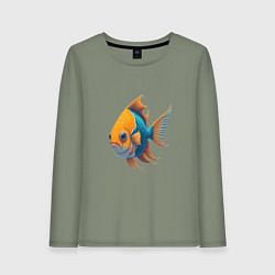 Лонгслив хлопковый женский Рыбка мечты, цвет: авокадо
