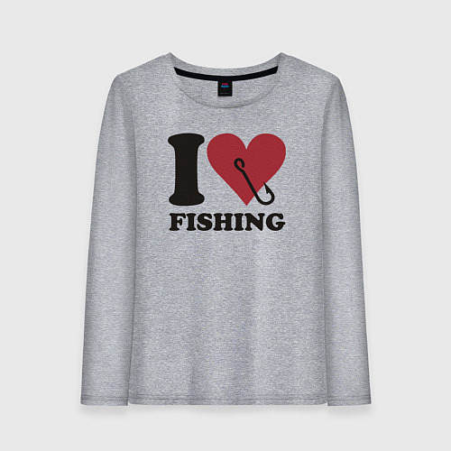 Женский лонгслив I love fishing / Меланж – фото 1