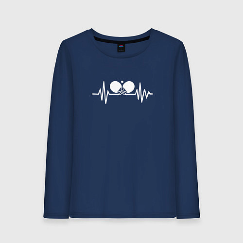 Женский лонгслив Пинг-понг в сердце / Тёмно-синий – фото 1