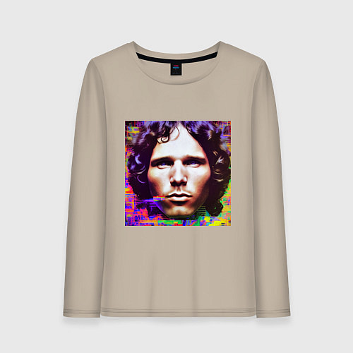 Женский лонгслив Jim Morrison Glitch 25 Digital Art / Миндальный – фото 1