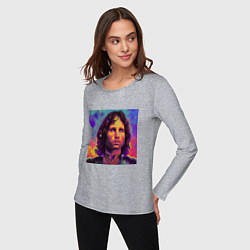 Лонгслив хлопковый женский Jim Morrison Strange colors Art, цвет: меланж — фото 2