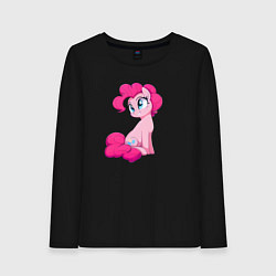 Лонгслив хлопковый женский Пинки Пай, цвет: черный