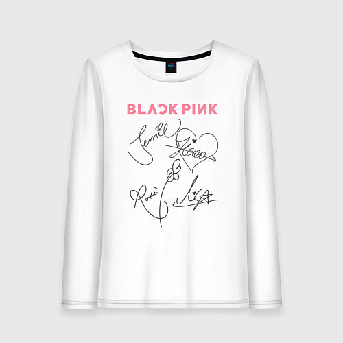 Женский лонгслив Blackpink автограф / Белый – фото 1