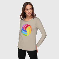 Лонгслив хлопковый женский Rainbow volleyball, цвет: миндальный — фото 2