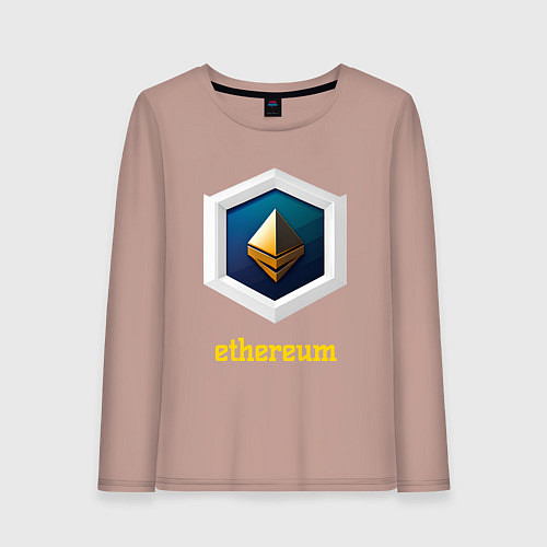 Женский лонгслив Логотип Ethereum / Пыльно-розовый – фото 1