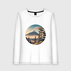Лонгслив хлопковый женский Природа Японии и Дальнего Востока, цвет: белый
