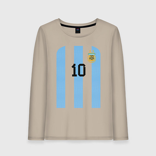 Женский лонгслив Месси сборная Аргентины ЧМ 2022 / Миндальный – фото 1