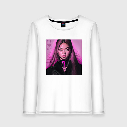 Женский лонгслив Blackpink Jennie аниме рисунок / Белый – фото 1