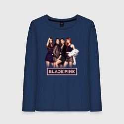 Лонгслив хлопковый женский Rose Blackpink kpop, цвет: тёмно-синий