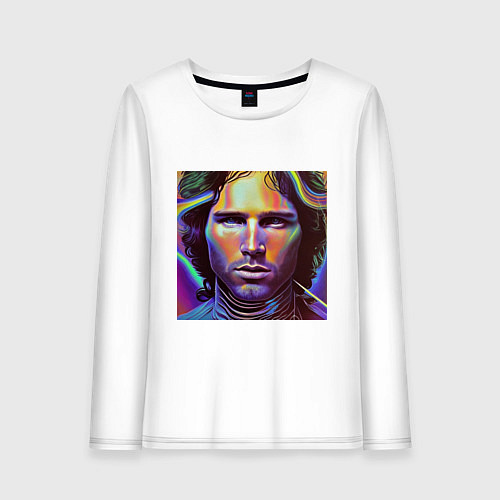 Женский лонгслив Jim Morrison neon portrait art / Белый – фото 1