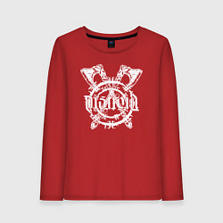 Лонгслив хлопковый женский Логотип Distraid - Викинг, цвет: красный