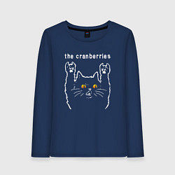 Лонгслив хлопковый женский The Cranberries rock cat, цвет: тёмно-синий
