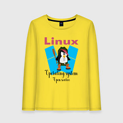 Женский лонгслив Пингвин линукс в шляпе