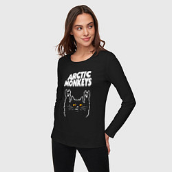Лонгслив хлопковый женский Arctic Monkeys rock cat, цвет: черный — фото 2