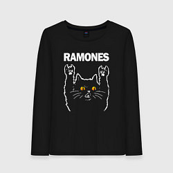Лонгслив хлопковый женский Ramones rock cat, цвет: черный