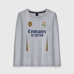 Лонгслив хлопковый женский Винисиус Жуниор ФК Реал Мадрид форма 2324 домашняя, цвет: меланж