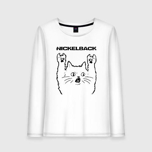 Женский лонгслив Nickelback - rock cat / Белый – фото 1