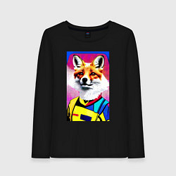 Лонгслив хлопковый женский Fox - pop art - fashionista, цвет: черный