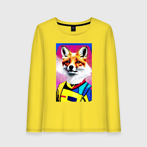 Женский лонгслив Fox - pop art - fashionista / Желтый – фото 1