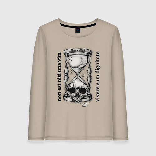 Женский лонгслив Песочные часы с черепом / Миндальный – фото 1