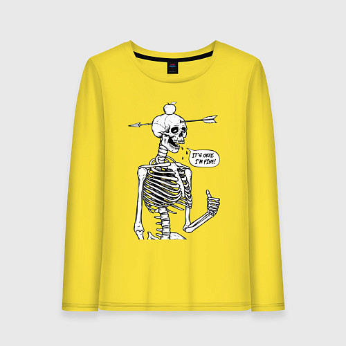 Женский лонгслив Skeleton - i am fine / Желтый – фото 1
