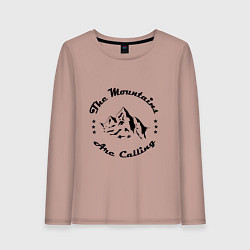 Лонгслив хлопковый женский Горы зовут - The mountains are calling, цвет: пыльно-розовый