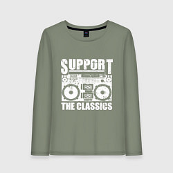 Лонгслив хлопковый женский Support the classic, цвет: авокадо