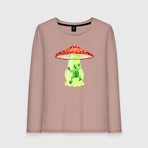 Женский лонгслив Лягушка НЛО / Пыльно-розовый – фото 1