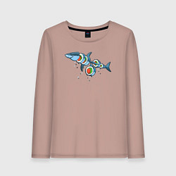 Лонгслив хлопковый женский Суши акула, цвет: пыльно-розовый