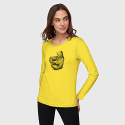 Лонгслив хлопковый женский Медведь сидит боком, цвет: желтый — фото 2