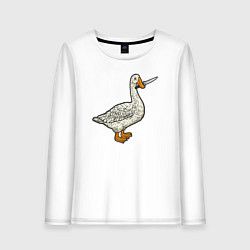 Лонгслив хлопковый женский Утка повар, цвет: белый