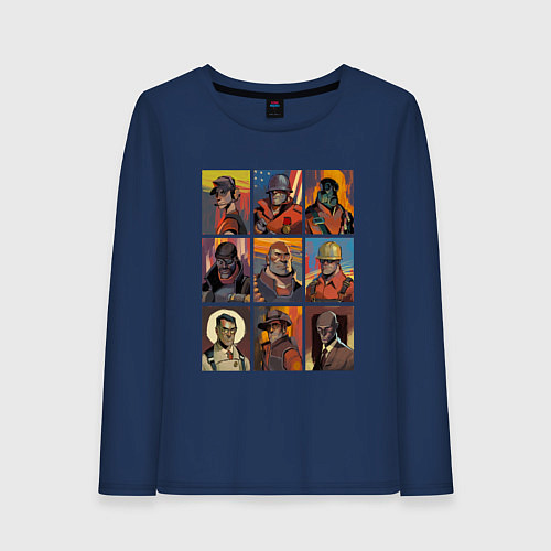 Женский лонгслив Team fortress 2 - портреты персонажей / Тёмно-синий – фото 1