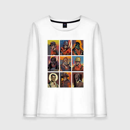 Женский лонгслив Team fortress 2 - портреты персонажей / Белый – фото 1