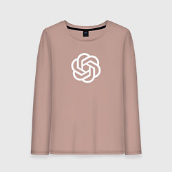 Лонгслив хлопковый женский Логотип Chat GPT, цвет: пыльно-розовый