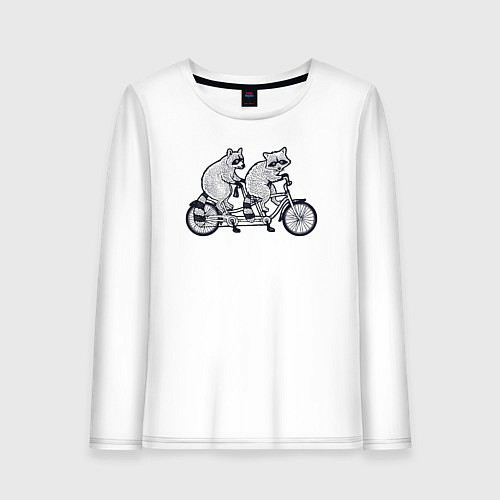 Женский лонгслив Енотики на велике / Белый – фото 1