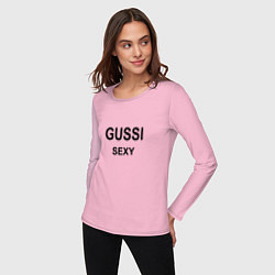 Лонгслив хлопковый женский GUSSI Sexy, цвет: светло-розовый — фото 2