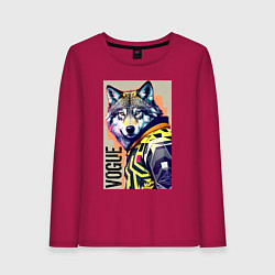 Лонгслив хлопковый женский Wolf fashionista - pop art, цвет: маджента