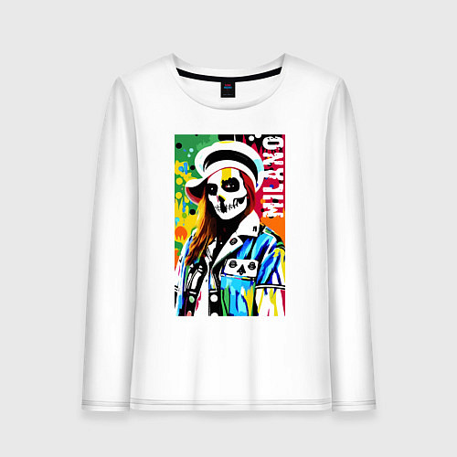 Женский лонгслив Skeleton fashionista - Milano - pop art / Белый – фото 1