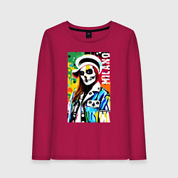 Лонгслив хлопковый женский Skeleton fashionista - Milano - pop art, цвет: маджента