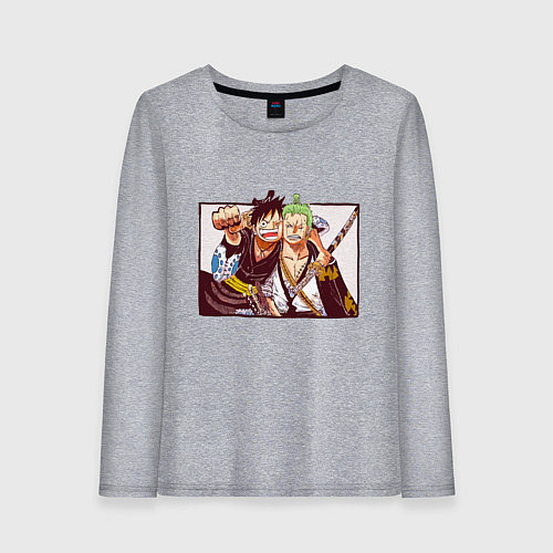 Женский лонгслив Луффи и Ророноа Зоро - Ван пис / Меланж – фото 1