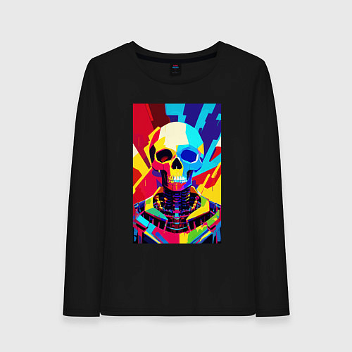 Женский лонгслив Pop art skull / Черный – фото 1