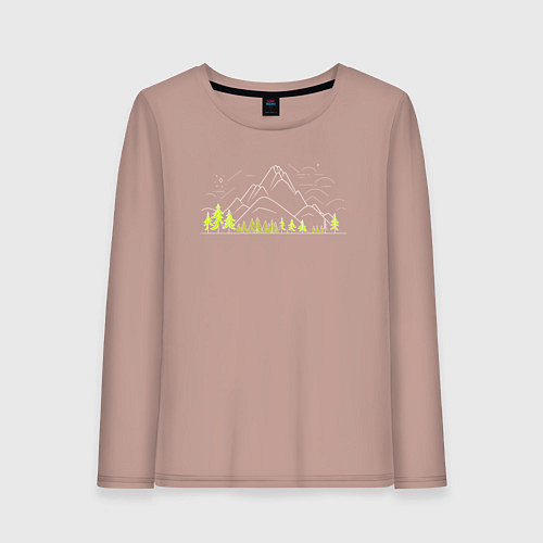 Женский лонгслив Горы да лес / Пыльно-розовый – фото 1