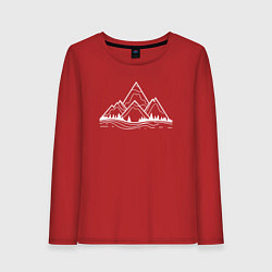 Лонгслив хлопковый женский Лес и горы, цвет: красный