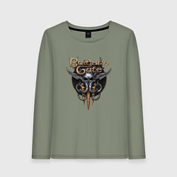 Лонгслив хлопковый женский Baldurs Gate 3 - logotype, цвет: авокадо