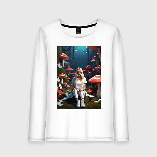Женский лонгслив Alice in Wonderland / Белый – фото 1