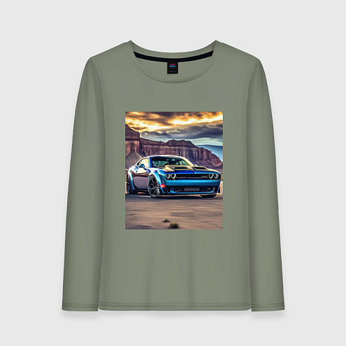 Женский лонгслив Авто Додж Челленджер / Авокадо – фото 1
