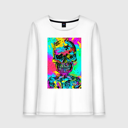 Женский лонгслив Cool skull - pop art - vogue / Белый – фото 1