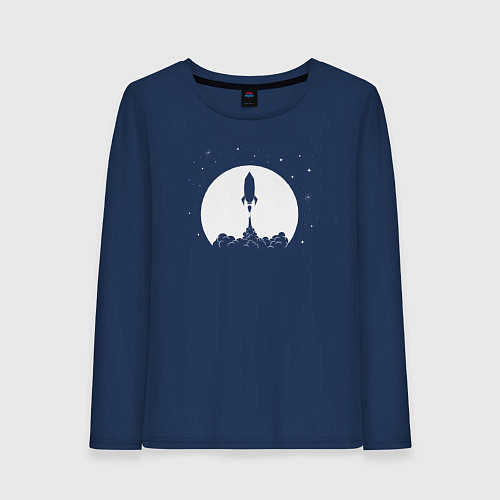 Женский лонгслив Полёт ракеты / Тёмно-синий – фото 1